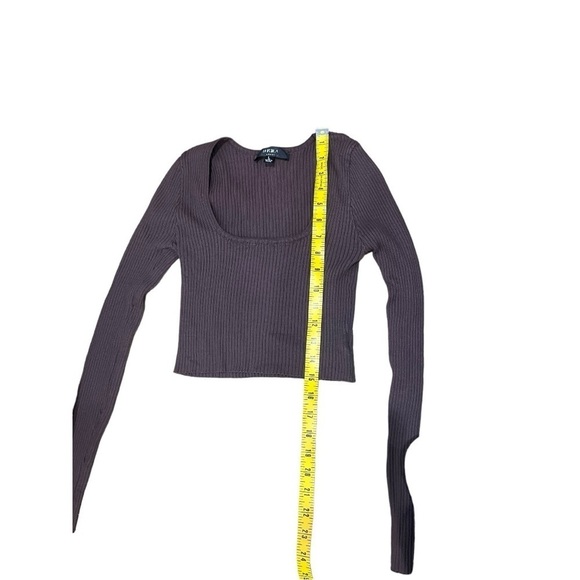 Hera collection ribbed cocoa brown cropped top square neck women's large - Picture 4 of 5